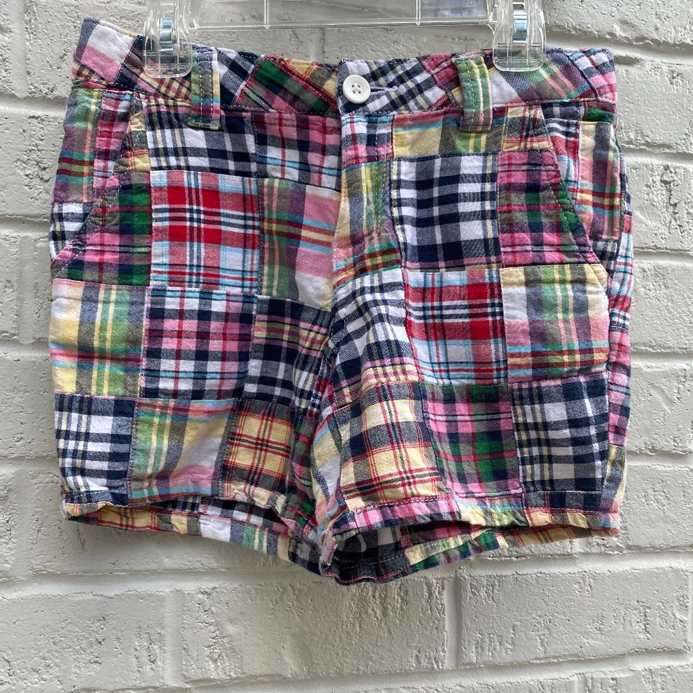J. Khaki madras shorts cotton multicolor plaid girl 12